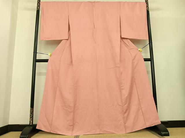 平和屋着物●上質な色無地 珊瑚色 正絹 逸品 未使用 AABF5501fy