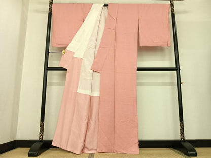 平和屋着物●上質な色無地 珊瑚色 正絹 逸品 未使用 AABF5501fy