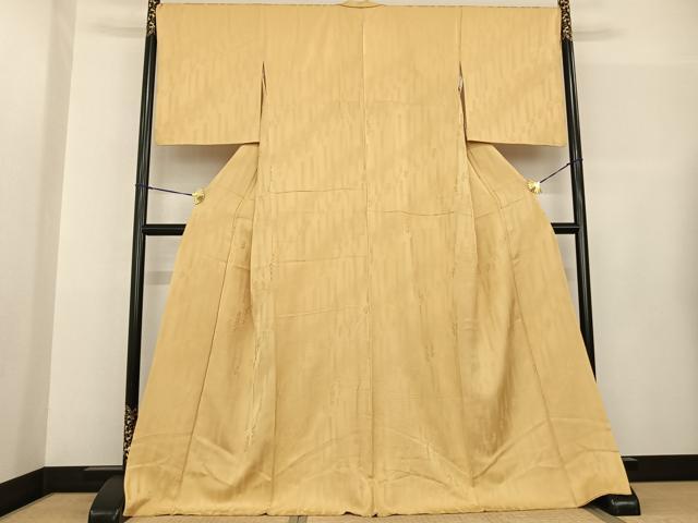 平和屋着物●上質な色無地 舞葉地紋 砥粉色 ロング丈 正絹 逸品 AABF5504fy