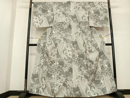 平和屋着物●上質な小紋 紬地 辻が花 正絹 逸品 AABF5506fy