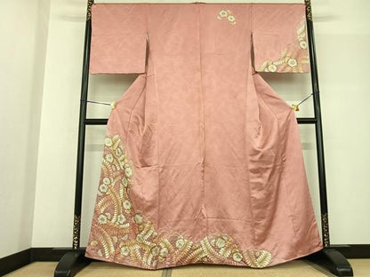 平和屋着物●訪問着 絞り 辻が花 金通し地 正絹 逸品 AABF5508fy