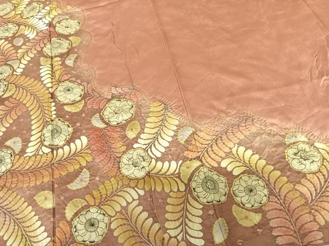 平和屋着物●訪問着 絞り 辻が花 金通し地 正絹 逸品 AABF5508fy