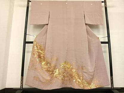 平和屋着物●豪華色留袖 駒刺繍 花鳥文 正絹 逸品 AABF5509fy