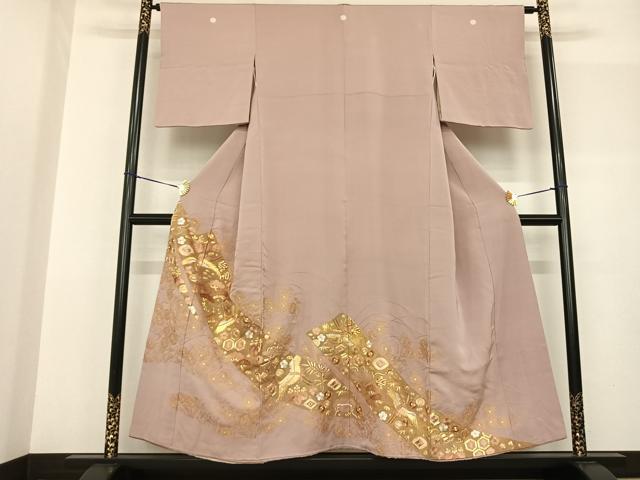 平和屋着物●豪華色留袖 駒刺繍 花鳥文 正絹 逸品 AABF5509fy