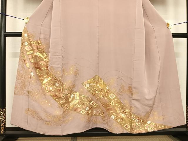 平和屋着物●豪華色留袖 駒刺繍 花鳥文 正絹 逸品 AABF5509fy