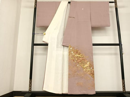 平和屋着物●豪華色留袖 駒刺繍 花鳥文 正絹 逸品 AABF5509fy