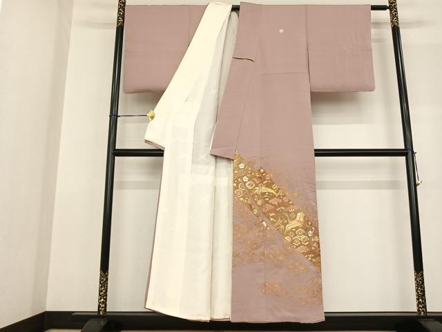 平和屋着物●豪華色留袖 駒刺繍 花鳥文 正絹 逸品 AABF5509fy