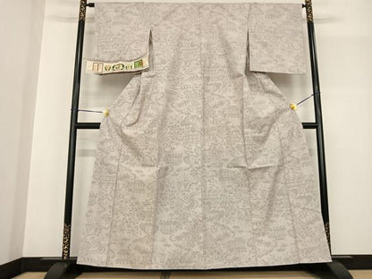 平和屋着物●結城紬 80亀甲 風景花文 証紙付き 正絹 逸品 AABF5512fy