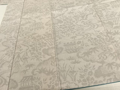 平和屋着物●結城紬 80亀甲 風景花文 証紙付き 正絹 逸品 AABF5512fy