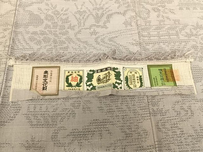 平和屋着物●結城紬 80亀甲 風景花文 証紙付き 正絹 逸品 AABF5512fy