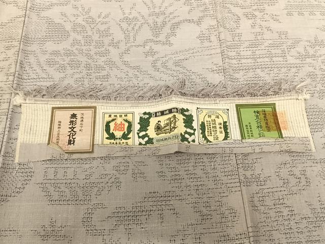 平和屋着物●結城紬 80亀甲 風景花文 証紙付き 正絹 逸品 AABF5512fy