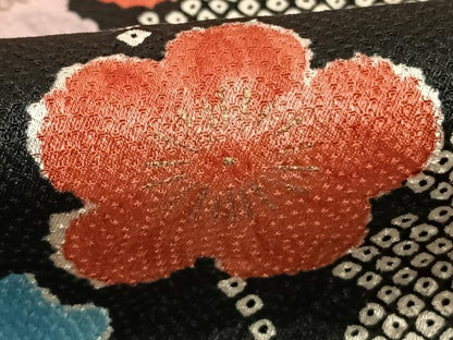 平和屋着物●豪華振袖 枝梅文 黒地 金彩 正絹 逸品 AABF5514fy