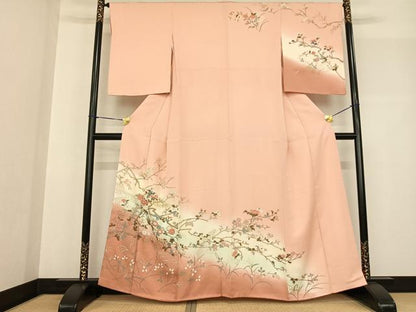 平和屋着物●訪問着 枝花文 暈し染め 金銀彩 正絹 逸品 AABF5515fy