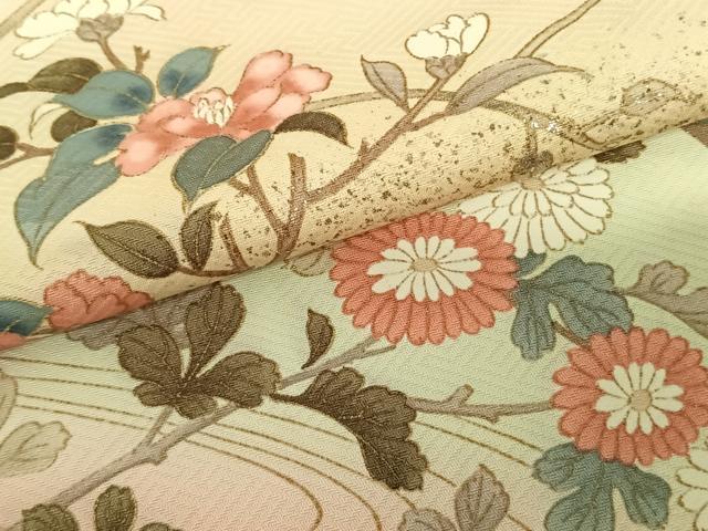 平和屋着物●訪問着 枝花文 暈し染め 金銀彩 正絹 逸品 AABF5515fy