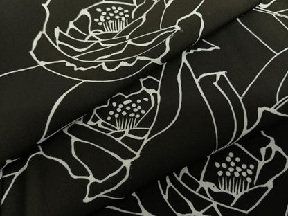 平和屋着物●上質な小紋 花尽くし 黒地 正絹 逸品 未使用 AABF5516fy