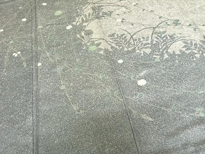 平和屋着物●中西進 訪問着 草花文 銀彩 正絹 逸品 AABF5517fy