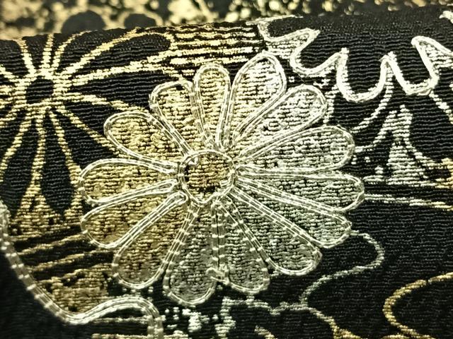 平和屋着物●訪問着 駒刺繍 雪輪花文 暈し染め 黒地 金銀彩 正絹 逸品 AABF5520fy