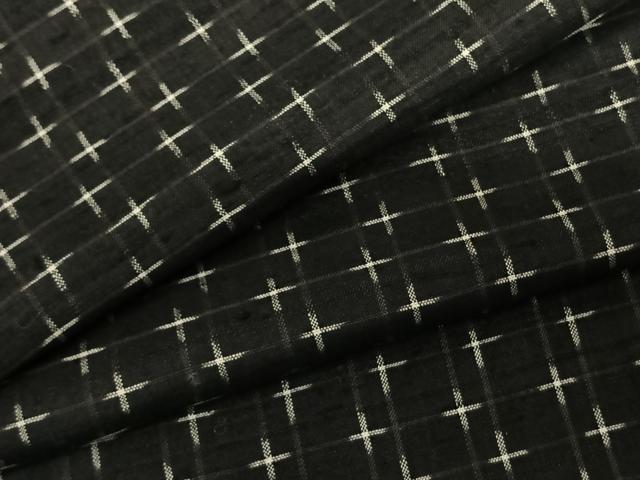 平和屋着物●男性 紬 十字絣 黒地 正絹 逸品 AABF5524fy