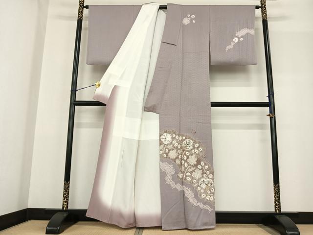 平和屋着物●訪問着 絞り 刺繍 辻が花 金糸 反端付き 正絹 逸品 AABF5530fy