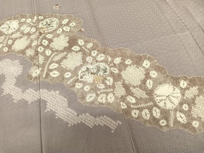 平和屋着物●訪問着 絞り 刺繍 辻が花 金糸 反端付き 正絹 逸品 AABF5530fy