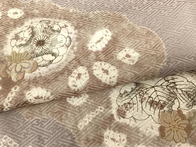 平和屋着物●訪問着 絞り 刺繍 辻が花 金糸 反端付き 正絹 逸品 AABF5530fy