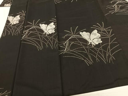 平和屋着物●本場大島紬 一元7マルキ 総絣 地空き 舞蝶文 正絹 逸品 AABF5531fy
