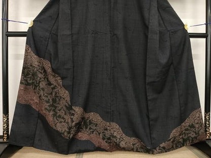 平和屋着物●訪問着 紬地 道長花文 正絹 逸品 AABF5532fy
