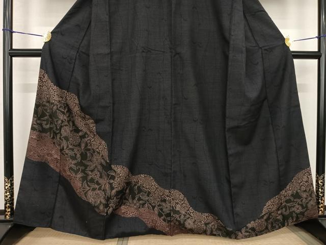 平和屋着物●訪問着 紬地 道長花文 正絹 逸品 AABF5532fy