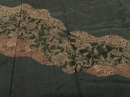 平和屋着物●訪問着 紬地 道長花文 正絹 逸品 AABF5532fy
