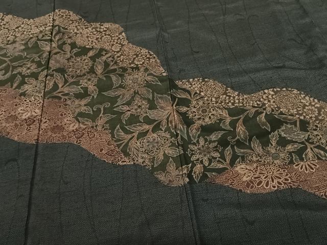 平和屋着物●訪問着 紬地 道長花文 正絹 逸品 AABF5532fy