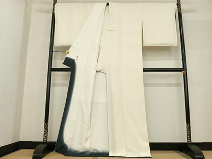 平和屋着物●上質な紬 色無地 生成り色 正絹 逸品 AABF5534fy