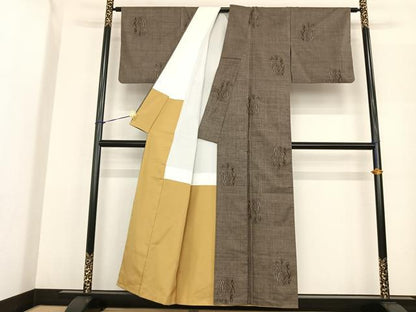 平和屋着物●本場大島紬 カタス9マルキ 草花文 正絹 逸品 AABF5537fy