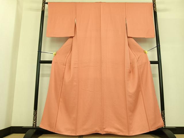 平和屋着物●上質な色無地 七宝花地紋 東雲色 正絹 逸品 AABF5538fy