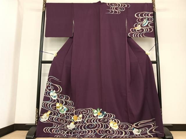 平和屋着物●訪問着　鴛鴦文　ロング丈　正絹　逸品　AABF5540fy