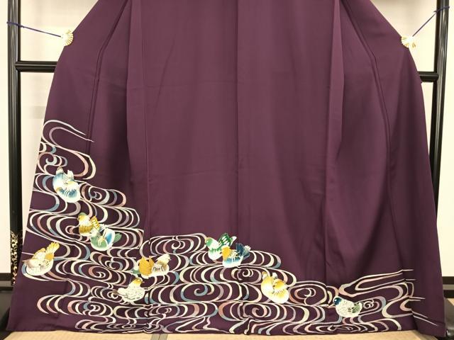 平和屋着物●訪問着　鴛鴦文　ロング丈　正絹　逸品　AABF5540fy