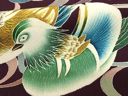 平和屋着物●訪問着　鴛鴦文　ロング丈　正絹　逸品　AABF5540fy