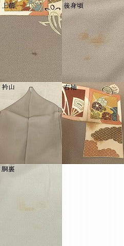 平和屋着物●訪問着 友禅 駒刺繍 色紙花文 金彩 正絹 逸品 AABF5541fy