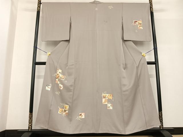 平和屋着物●訪問着 友禅 駒刺繍 色紙花文 金彩 正絹 逸品 AABF5541fy