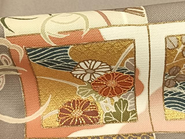 平和屋着物●訪問着 友禅 駒刺繍 色紙花文 金彩 正絹 逸品 AABF5541fy