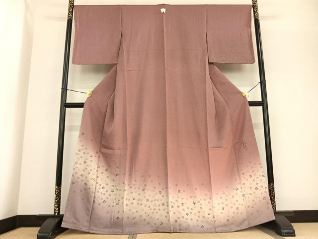 平和屋着物●伝統工芸士 京友禅染色作家 田家鬼彩 色留袖 舞桜文 暈し染め 正絹 逸品 未使用 AABF5543fy