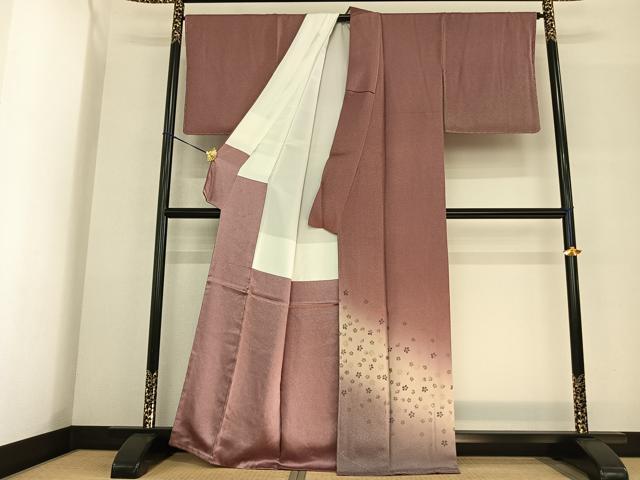 平和屋着物●伝統工芸士 京友禅染色作家 田家鬼彩 色留袖 舞桜文 暈し染め 正絹 逸品 未使用 AABF5543fy