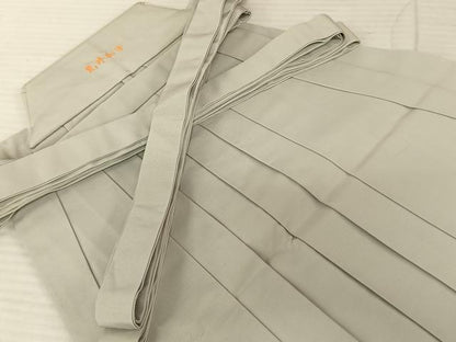 平和屋着物●男性　馬乗り袴　灰黄緑色　正絹　逸品　AABF5548fy
