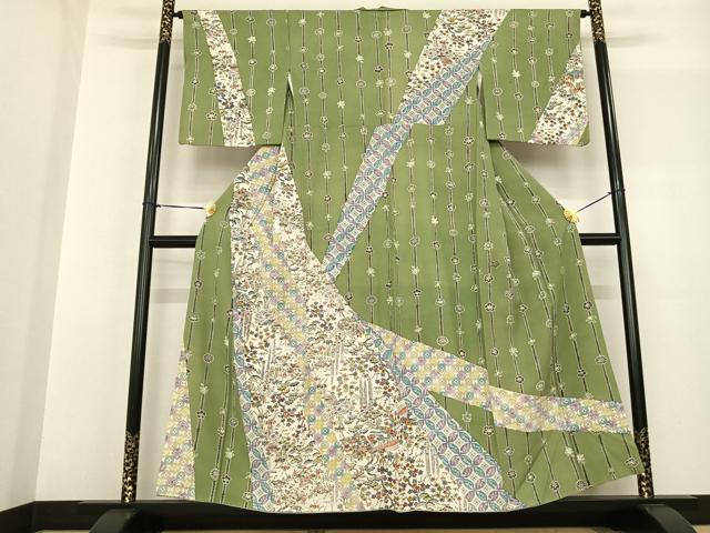 平和屋着物●訪問着 型染め 風景花文 正絹 逸品 AABF5552fy
