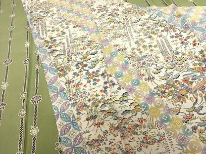 平和屋着物●訪問着 型染め 風景花文 正絹 逸品 AABF5552fy