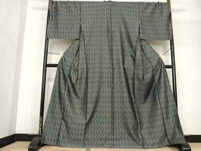 平和屋着物●お召 よろけ縞 正絹 逸品 未使用 AABF5553fy