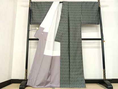 平和屋着物●お召 よろけ縞 正絹 逸品 未使用 AABF5553fy