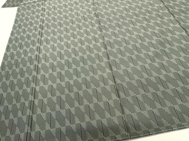 平和屋着物●お召 よろけ縞 正絹 逸品 未使用 AABF5553fy