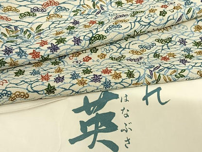平和屋着物●洗える最高級着物 ＜英＞はなぶさ謹製 小紋 草花文 鬼しぼ縮緬 たとう紙付き 洗える着物 AABF5555fy
