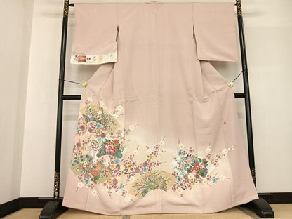 平和屋着物●加賀友禅 作家物 色留袖 地紙花文 暈し染め 浜ちりめん 証紙付き 正絹 逸品 AABF5557fy