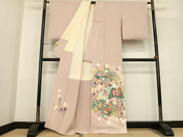平和屋着物●加賀友禅 作家物 色留袖 地紙花文 暈し染め 浜ちりめん 証紙付き 正絹 逸品 AABF5557fy